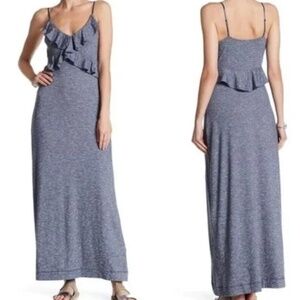 Max Studio Navy Ruffle Maxi Dress Size M